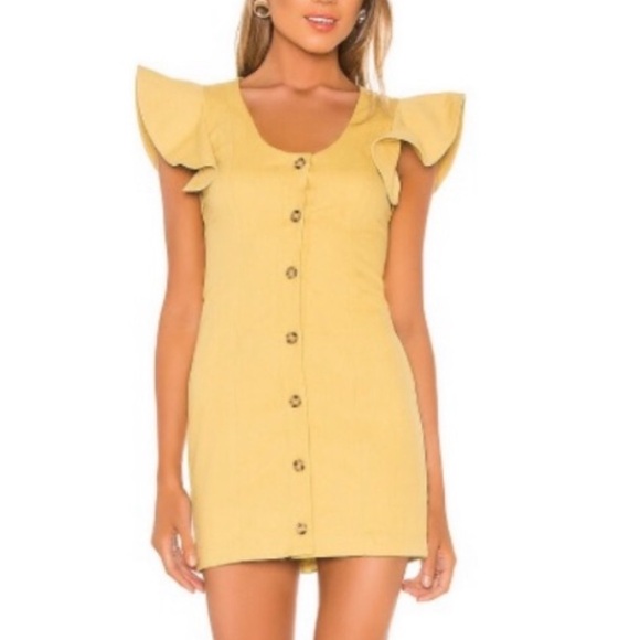 Tularosa button front mustard color dress - Picture 1 of 6